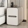2026 Nueva Mesa de Noche Mini de Madera Maciza con Borde Estrecho para Dormitorio Apartamento Pequeño Ultraestrecha Moderna Simple Lujo Ligero Cuero