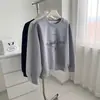 Moletom com estampa de letras de desenho estilo coreano, gola redonda, tendência, para mulheres, jaqueta de estudante solta e casual, nova moda de outono