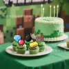 Inserto para Pastel de Minecraft Pixel Fiesta de Cumpleaños Postre Inserto para Pastel Decoración de Fiesta de Cumpleaños