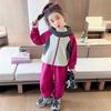 Conjunto de Lã para Meninas Outono e Inverno 2025 Novo Estilo Moda Infantil Roupa de Inverno Espessa Quente Esportivo Conjunto de Duas Peças