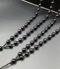 Colar com cordão para pingente de contas redondas de obsidiana sintética 8mm cordão alongado cordão para pingente de jade cordão de jade atacado