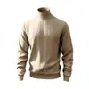 Camisa de Gola Alta Casual Jacquard Cor Sólida Textura Pesada Inverno Tamanho Grande Europeu e Americano Camiseta Térmica