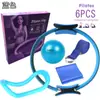 Círculo de Pilates Juego de Seis Piezas Anillo de Yoga para Pilates Correa de Estiramiento Toalla de Tirar de Látex con Pelota de Yoga de 25 cm Bolsa de Caja de Color