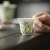 Taza de Cata de Té Pintada a Mano Moji Taza de Té de Cerámica Personal Juego de Té Kung Fu Individual Pintado a Mano Púrpura Taza de Té