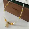 Collar de Ágata Amarilla para Mujer 2025 Nuevo Cadena para Clavícula de Calcedonia Lujo Accesible Apilado de Cuentas de Piedra Natural