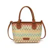 2026 Verano Nuevo Bolso Cubo de Paja de Moda Bolso de Mano Estilo Vacaciones en la Playa Bolso Tejido de Hombro Único Cruzado Bolso Pequeño
