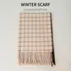 Cachecol de Xadrez Outono e Inverno Novo Imitação de Caxemira para Mulheres Estilo Coreano Xale Estilo Ins Xadrez Pequeno Cachecol Quente