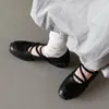 Couro Lavado de Primeira Camada! Sapatos Mary Jane com Tira Elástica Cruzada Interna para Aumentar a Altura, Cor Retro Lavada com Tinta, Sola Esportiva, Outono Inicial de 2026