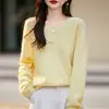 Suéter Versátil de Cuello en V de Moda Otoño Invierno Nuevo Camisa Base Tejida Suéter de Lana Polar Mujer Holgado Tallas Grandes