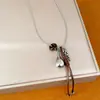 Collar de cordón de acero inoxidable con piedra de pez y gota de agua, versátil para ir al trabajo, cadena para suéter de estilo casual, accesorio de lujo ligero de alta gama