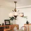 Araña de dormitorio retro francesa, nuevo estilo vintage wabi-sabi inspirado en Zen, araña floral para estudio y comedor, lámpara de techo para sala de estar, hierro