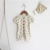 Roupa Infantil Coreana Primavera/Verão 2024 Macacão de Bebê para Meninos e Meninas, Macacão de Rastejar Triângulo Estampado, Macacão Infantil