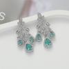 Pendientes de Borla de Pluma de Circonita de Aguja de Plata Pendientes de Moda Retro para Mujer Pendientes de Nicho de Alta Gama Europeos y Americanos Exagerados Pendientes Chinos