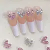 Decoraciones de Arte de Uñas de Circonita con Forma de Corazón Terminadas, Kit de Material de Moño de Pedrería Blanca Deslumbrante Famoso en Internet de Alta Calidad, Pedrería para Arte de Uñas