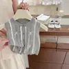 Conjunto de Verano para Bebé Niña 2026 Nuevo Estilo de Verano Dulce Chaleco de Encaje con Top y Shorts de Flor de Encaje Conjunto de Dos Piezas