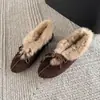 Zapatos para Mujer Tallas Grandes 41 a 43 Zapatos Birkenstock Mujer Invierno Más Terciopelo Pies Anchos Gordos Zapatos Individuales Súper Calientes Nuevos Zapatos de Piel Zapatos de Algodón para Mujer
