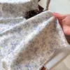 Tela 100% Algodón de 40 Hilos Estampada Digitalmente, Tela Floral Retro Francesa, Tela de Algodón Puro con Flores Pequeñas Azules Ultra Suave