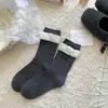 Meias de Bolinhas com Laço para Mulheres, Modernas e Versáteis, Meias Meia-Perna Estilo Ballet, Meias Folgadas Doces com Punho Bolha, Meias Brancas