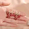 Aretes de Borla con Hoja de Cristal, Aretes de Corazón Rojo de Alta Gama y Exquisitos, Lujo Accesible, Aretes de Moda y de Nicho