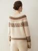 Otoño/Invierno 2025 Jersey de Cachemira Tejido en Punto Trenzado Cuello Redondo Estilo Vintage Fair Isle Grueso Holgado Moda Capa Base