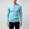 Suéter de punto trenzado con cuello henley para hombre transfronterizo, top de punto trenzado ajustado para otoño e invierno, camisa básica versátil y elegante para hombre
