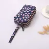 Bolso de Mano para Mujer Lienzo Artístico Billetera Larga de Tres Capas Bolso de Mano para Mujer Gran Capacidad Portallaves Monedero Casual Bolso para Teléfono Móvil