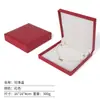 Caja de Joyería de Papel Imitación Piel con Patrón Diagonal Blanco y Interior Rojo, Caja para Anillo Colgante Collar, Caja de Empaque para Pulsera de Joyería Plateada