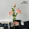 Vintage Tres Cabezas Borde de Cola Rosa Imitación Flor Seca Rosa Flor Falsa Decoración Americana Europea Decoración de Sala de Estar Hogar