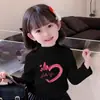 Camisetas de Manga Longa com Gola Alta Meia-Estação Outono/Inverno para Meninas, Camisetas Básicas para Crianças e Bebês, Tops de Veludo Modernos e Fofos