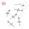 Joyería para Piercing de Aleación de Titanio F136 G23 Colgante de Cruz Grande Aretes Labret Piercings de Cartílago de Oreja Piercings de Lengua Accesorios para Piercing
