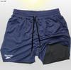 Shorts de doble capa estampados en 2D transfronterizos para hombre, de verano, talla europea, para fitness, deportes, entrenamiento, secado rápido, jogging, malla