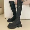 Botas Largas 2025 Nuevas Otoño Delgadas Estilo Caballero para Personas Bajas para Verse Más Altas Suela Gruesa Hasta la Rodilla Botas Retro de Doble Uso para Mujer
