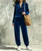 Otoño/Invierno 2026 Transfronterizo Amazon Nuevo Moda Europea y Americana para Mujer Conjunto Casual de Top de Manga Larga con Cuello Drapeado y Pantalones Jogger