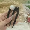 Pasador de Pelo Simple con Perlas de Tres Dientes de 8cm Artefacto para el Cabello en la Parte Posterior de la Cabeza Pasador Elegante Estampador de Cabello Moda Pasador de Cabello Peine de Cabello