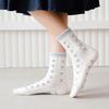 Calcetines Finos de Primavera y Verano para Mujer, Calcetines de Algodón Frescos Retro de Caña Media, Calcetines de Encaje Transpirables Estilo Ballet en Stock