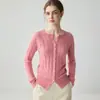 Cárdigan de cachemira para mujer con cuello redondo y mangas largas, con un diseño de botón de perla trenzado, nuevo estilo otoño e invierno, abrigo cómodo y suave