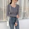 Suéter Básico de Gola Alta com Manga Longa, Estilo Coreano de Outono, Versátil, Slimming, Malha Elástica, Top Feminino
