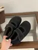 Moda Outono 2026 Novo Estilo Retro Inspirado na Floresta Sapatos de Algodão com Fechamento em Velcro e Forro de Lã para Mulheres, Estilo Mary Jane Preguiçoso