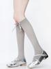 Calcetines Finos de Terciopelo para Mujer Primavera y Verano, Calcetines de Media Pantorrilla con Lazo Estilo Ballet, Calcetines JK Negros Transpirables Lolita