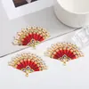 Estilo Antigo DIY Acessórios para Penteado Coroa de Fênix Xiuhe Leque de Noiva Leque a Óleo com Diamantes Pontilhados Acessórios de Ferro 61*40mm