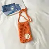 Shuai Mi Jia 2026 Nova Bolsa Trançada Fofa Bolsa Transversal para Celular Bolsa Pequena de Tricô Vazado Bolsa de Praia