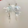 Brincos de Franja com Zircônia de Flor de Início de Primavera para Mulheres, Brincos de Luxo Leve, Lindos Brincos Estilo Resort à Beira-Mar