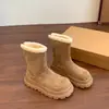 Botas de nieve súper populares talla grande 2026 otoño e invierno nuevo moda vintage suela gruesa versátiles felpa cálidas de algodón para personas petite