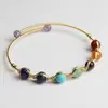Pulsera de Hilo de Cobre Chapado en Oro de 14K Envuelto en Perlas Redondas Naturales de Amatista y Lapislázuli, Joyería de Mano Simple y Elegante, Accesorios Transfronterizos