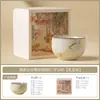 Caneca de Chá Cerâmica Kiln Ru com Galho de Flor de Ameixa e Pregos Decorativos, Caneca Especial de Mestre para Beber Chá, Degustar Chá e Caneca Luohan