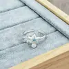 Anillo Abierto de Esmalte Azul Océano Fresco y Sencillo con Flor de Gota de Aceite y Circonita Anillo de Dedo Índice Irregular de Personalidad Apilable para Mujeres