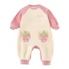 Pijama de una pieza para niña 2025 Nuevo Ropa de gateo cálida con forro polar para protección de la barriga Ropa de casa de invierno para bebé
