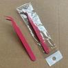 Pinzas de Color para Injerto de Pestañas Postizas Pinzas Clip DIY Acero Inoxidable Rosa Codo Paquete de Dos Pinzas