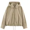 Moda europea y americana transfronteriza para mujer, popular en AliExpress: Chaqueta casual estilo francés con capucha desmontable
