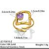 Anillo Transfronterizo Europeo y Americano de Acero Inoxidable Chapado en Oro de 18K, No se Desvanece, Diseño Estilo Ins, Joyería de Anillo Geométrico de Circonita Rosa